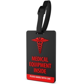 Shacke Medical Equipment Luggage Tag for Respiratory Devices (Black / Vertical)