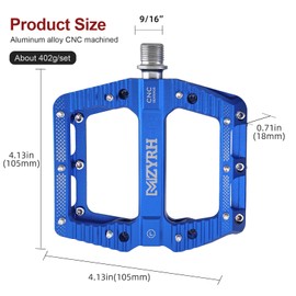 MZYRH MTB Pedals Mountain Bike Pedals with 3 Sealed Bearings, 9/16 Inch Bicycle Pedals, Non-Slip Lightweight Aluminium Alloy Bicycle Platform Pedals for Mountain Bike, Road Bike (Blue)