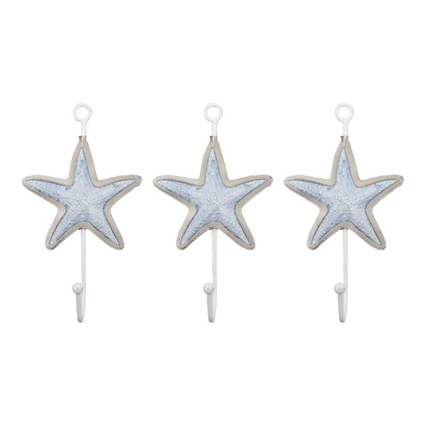 HEVSTIL 3Pack Starfish Hook Beach Themed Wall Hooks Decorative Hangers