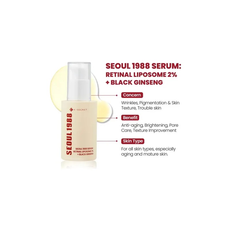 Srum Retinal K-SECRET SEOUL 1988 Antienvejecimiento Vegano 30ml