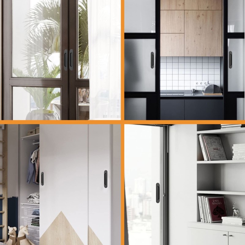 MOROBOR Self-Stick Oval Sliding Door Pulls, 2pcs Matte Black Aluminum