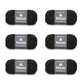 Patons Canadiana Dark Gray Mix Yarn - 6 Pack of 3.5oz/100g - Acrylic - 4 Medium - 205 Yards - Knitting, Crocheting & Crafts