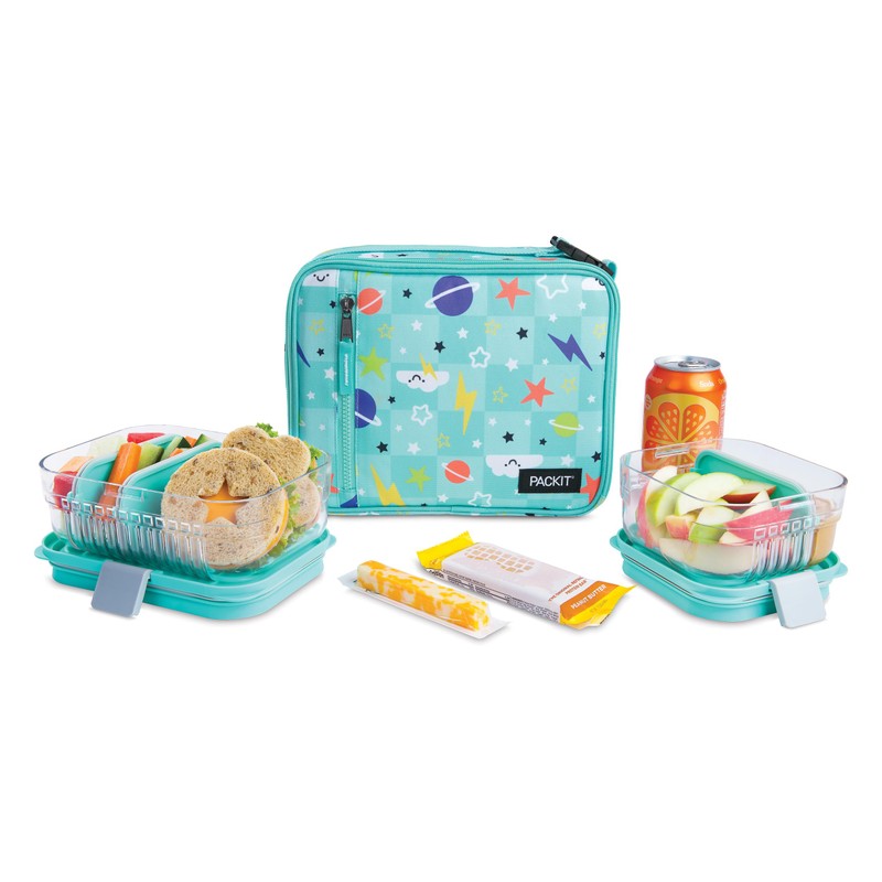 PackIt Freezable Classic Lunch Box, Happy Clouds, Built with ECOFREEZE