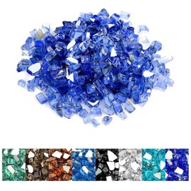 Mr. Fireglass 10 Pounds Fire Glass - 1/2 Inch High Luster Reflective Tempered Glass Rocks for Fireplace Fire Pit Table and Landscaping, Cobalt Blue