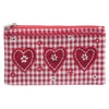 Wendekreis Cotton Case Three Hearts 11x18 Cosmetic Bag, red