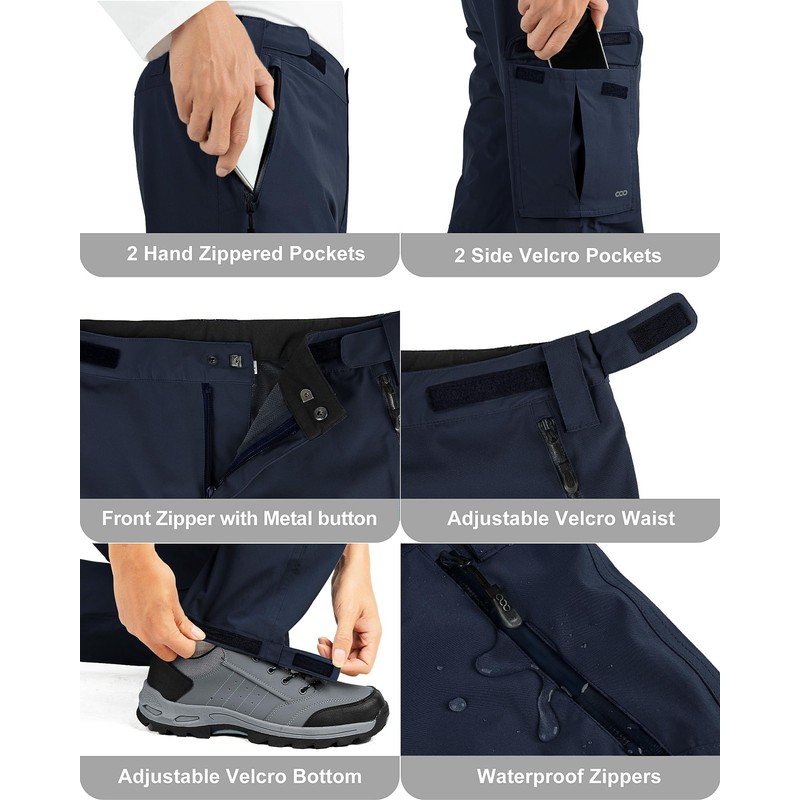 33,000ft Men's Rain Pants Waterproof Lightweight Breathable Golf Over Pants