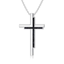MEIDERBO Cross Necklace for Women 925 Sterling Silver Cross Blue Sandstone Pendant Necklace Cross Jewelry Gifts for Women