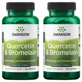 Swanson Quercetin & Bromelain-Promote Respiratory Health Support-Aid Seasonal Immune System Health-Support Cholesterol Levels Already w/i Normal Range 100 Caps (250mg Quercetin/78mg Bromelain) 2 Pack