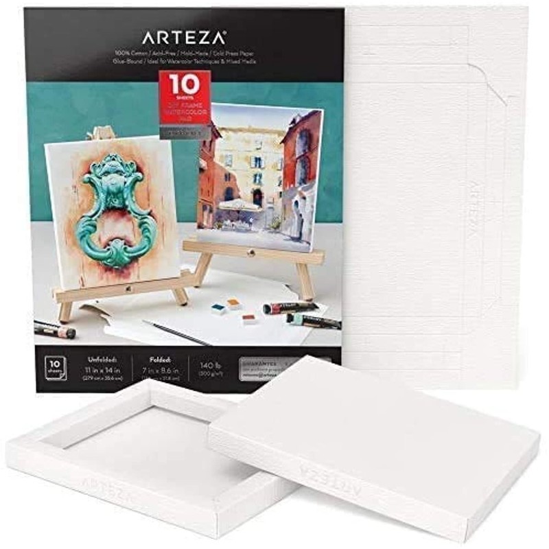 Arteza Watercolour Paper Pad, Foldable Canvas Pad, 17.8 x 21.8