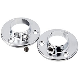 Merriway BH06092 (2 Pcs) Wardrobe Closet Rail Pole Rod Socket CP 25mm and Holding Screw - Pack of 2 Pieces