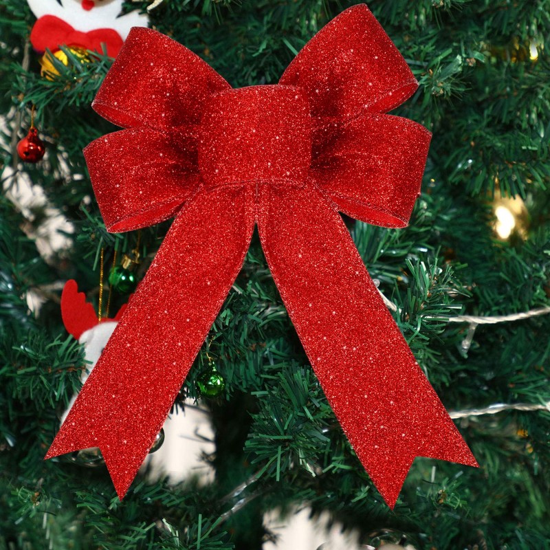 WILLBOND Pack of 24 Christmas Ribbon Bow Sparkle Bow Christmas
