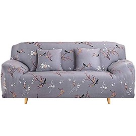 HEYOMART Sofa Cover High Stretch Elastic Fabric 1 2 3 Seater Sofa Slipcover Chair Loveseat Couch Cover Polyester Spandex Furniture Protector Cover with 1 Pillowcase (2 Seater, Grey Pattern)