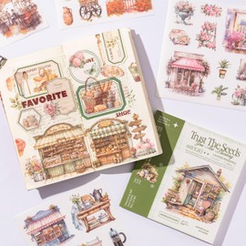 YagCu Scrapbook Sticker Book, 50 Sheets Journaling Stickers, Junk Journal Supplies, Pre-Cut Aesthetic Washi Materials, Watercolor Scrapbooking for Adults, Decorative Ephemera Planner Arts Craft