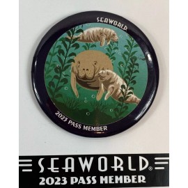 New! SeaWorld 2023 Manatee Pass Member Pin Button