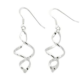 Spiral Twist Double Helix DNA 925 Sterling Silver Hook Drop Dangle Earrings DIY Crafting by Wholesale Charms
