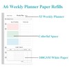 A6 Weekly Planner Refills for Filofax Personal Binders, 53 Sheets/106