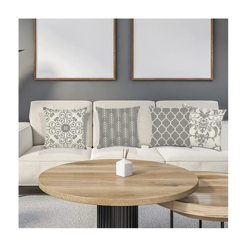 CLVEDU 4Pack Throw Pillow Covers 18x18 in Linen Fabric Cushion