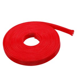 sourcing map PET Cable Wire Wrap 8 mm Stretchy Braided Hose 5 m Long Red DE de de
