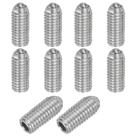PATIKIL M5x12mm Ball Point Set Screws, 10 Pcs 304 Stainless Steel Hex Socket Spring Ball Point Grub Screws for Industrial Machine Home Furniture Workplaces, Silver