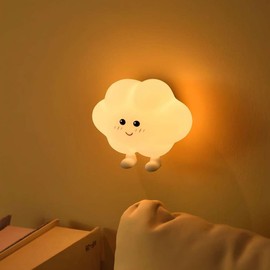DEALFUN Cute Silicone Rechargeable Nursery Wall Night Light Baby Room Decor Dimmable Lamp Decorations (Cloud)