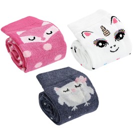 TupTam Girls' Knee-Length Socks, Patterned, Pack of 3, Colour mix 1