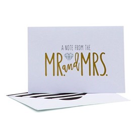 Roobee Set of 50 Wedding Note Cards (A Note From The Mr. and Mrs.) Gold and Silver (Mr. & Mrs.)