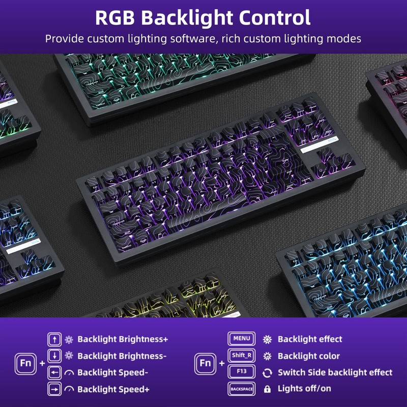 ZORNHER ZH870 Wireless Mechanical Gaming Keyboard,80% Black Custom Creamy Sound