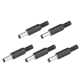 uxcell 5Pcs DC Male Connector 5.5mm x 2.5mm x 14mm Power Cable Jack Adapter Black