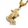 Praying Cross Necklace for Men, Hip Hop Praying Hands Necklace,
