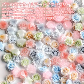Nail Parts, Flowers, Set of 200, 3D, White Flowers, Pearl-like, Rose, Camellia, Camellia, 3D Parts, 0.3 inches (6 mm), 0.3 inches (8 mm), White, Flower Parts, Decorative Parts, Jewelry Parts, Nail