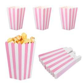 HaiFafafaing 24 Pcs Pink Popcorn Boxes, Small Striped Popcorn Bags Party Favor Supplies, Snack Containers for Birthday Party Movie Night