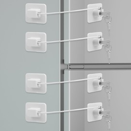 KOVOSCH 2Pcs Fridge Locks,Cupboard Locks,Window Locks for Children Safety,Window Restrictors for Upvc,Door Lock Without Drilling,Fridge Locks with Keys,Baby Drawer and Cabinet Safety Lock,White
