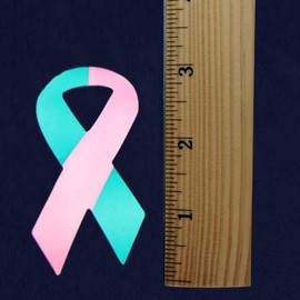 Large Pink & Teal Ribbon Stickers - Perfect for Decoration, Awareness Events, Support Groups, Fundraisers and More! (1 Roll - 250 Stickers)