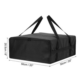 PATIKIL Pizza Carrier Insulated Bags, 1 Pcs Carrier Insulated Pizza Bags for Carry 20"x20"x8" Hot Food Insulated Grocery Bags Camping Outdoor Family Party, Black