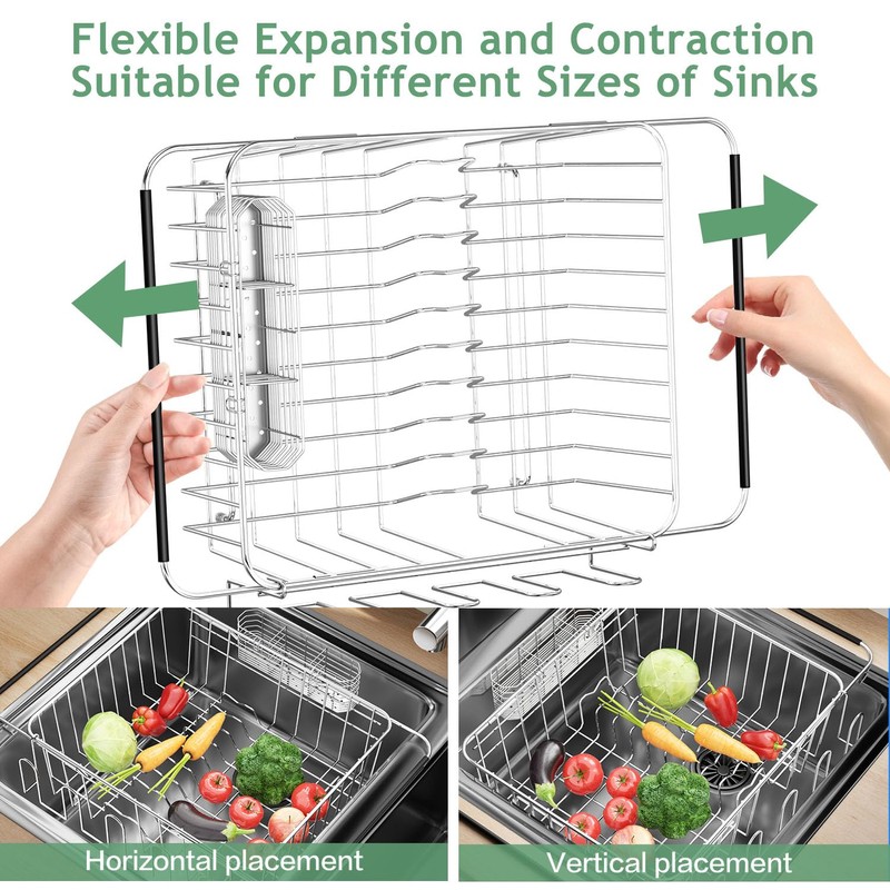 Fanbsy Dish Drying Rack in Sink, Extendable Stainless Steel Dish