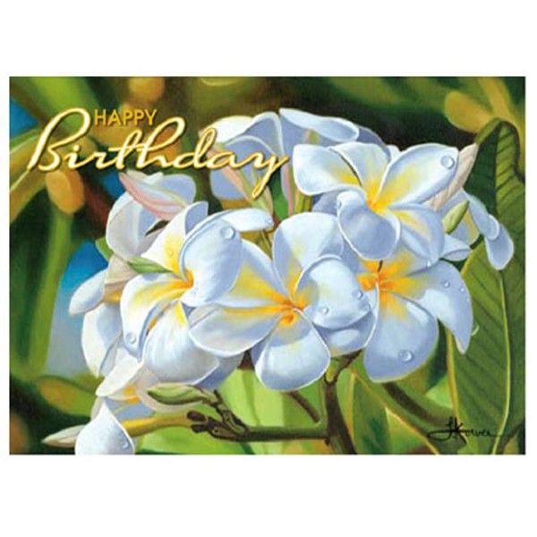 Island Heritage Morning Rain Hawaiian Plumeria Birthday Card