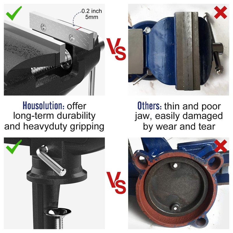 Housolution 3 Inch Universal Swivel Base Table Vise, 360°Rotating Bench