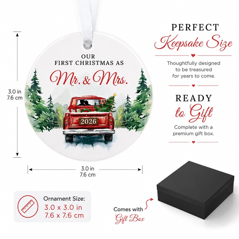 First Christmas Married Couple Christmas Ornament 2026 Wedding Gifts Mr