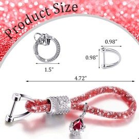 Crystal Car Key Chain for Women, Keychain Accessories with Bling Rhinestones, Keychain Accessories Car Key Decorations (Red)