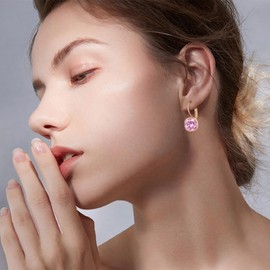 Sunttifen Gemstone Drop Earrings Rose Gold-Plated Leverback Zircon Crystal Earrings Jewellery Gift for Wife Mother Wife, Crystal