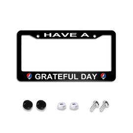 EFAWIPA Have A Grateful Day License Plate Frame, Car Accessories Stainless Steel Car Plate Covers with Free Screws Fasteners Caps 6.3 X 12.2 in