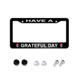 Have A Grateful Day License Plate Frame, Car Accessories Stainless Steel Car Plate Covers with Free Screws Fasteners Caps 6.3 X 12.2 in