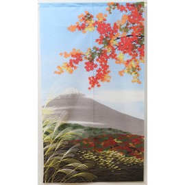Noren Noren "Autumn Fuji" [IT] [DM] (#9893103) Size: 33.5 x 59.1 inches (85 x 150 cm) Divider Mt. Fuji Japanese Style Japanese Pattern Autumn Leaves