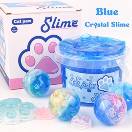 Blue Crunchy Cat's Paw Slime,Super Soft and Non-Sticky, Great for Birthday Gifts for Girl and Boys,Party Favors,Christmas Stocking Stuffers（300ml）