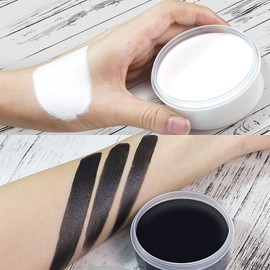BOBISUKA Body Paints Black (70 g) and White (70 g) with 2 Brushes - Children's Make-Up Set for Theatre Make-Up, Halloween, Carnival Make-Up, Party Make-Up, Non-Toxic, Waterproof, Long-Lasting