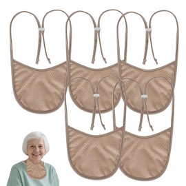 Breathable Tracheostomy Cover with Filter Layer & Adjustable Straps - Soft Mesh Post-Surgery Neck Stoma Protector for Adults,Practical Gifts (5 Pack-Khaki, Small)