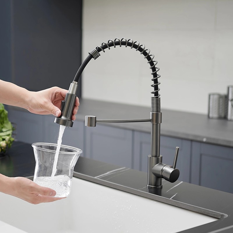 Contemporary Single-Handle Kitchen Faucet Modern Commercial Home Water Tap Ceramic