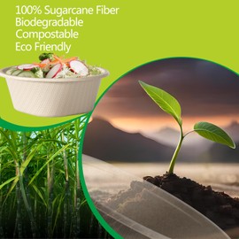 Homestockplus 48 Oz Disposable Salad Bowls - Heavy Duty Paper Bowls - Made from 100% Sugarcane Fiber, Microwave Safe - Large Paper Bowls for Soup, Salad, Ramen, Popcorn, etc.[50 Pack]