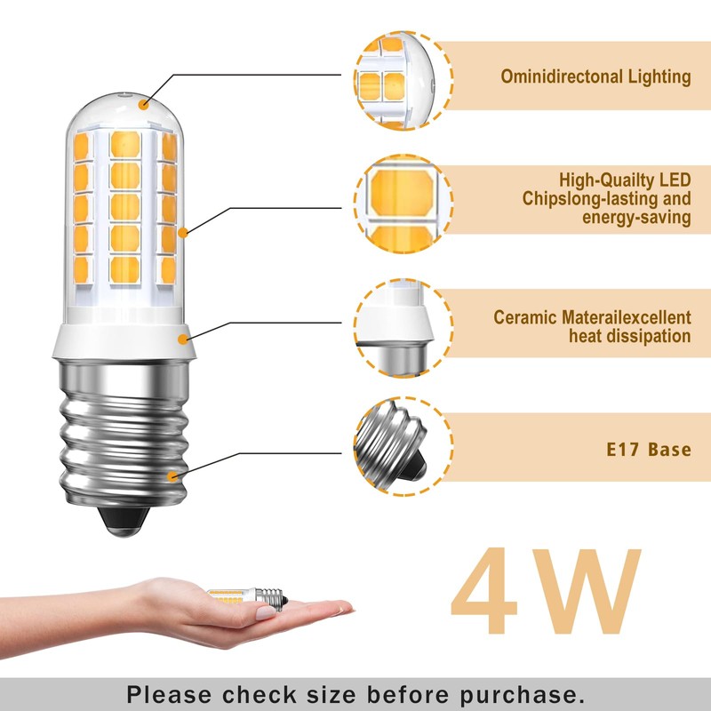 E17 Led Bulb 40W Halogen Bulb Equivalent,2700K Warm White 400lm