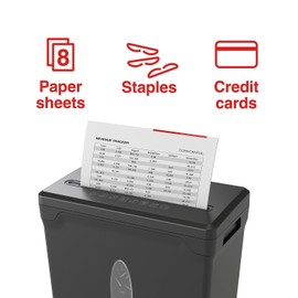 Staples Paper Shredder, 8-Sheet Cross-Cut, Anti-Jam, for Office & Home Use with 3.6 Gallon Bin, Black